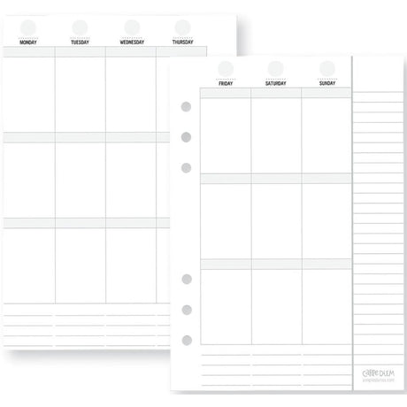 Carpe Diem Vertical Weekly A5 Inserts Undated