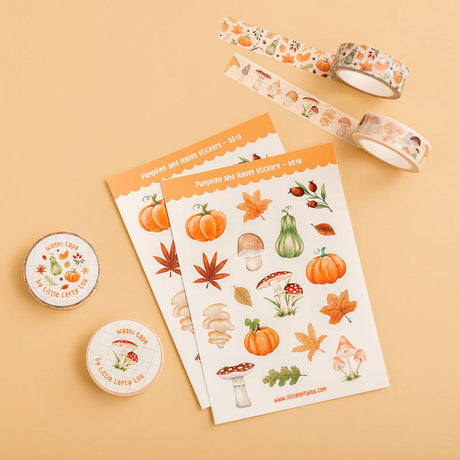 Pumpkins & Leaves Stickers by Little Lefty Lou