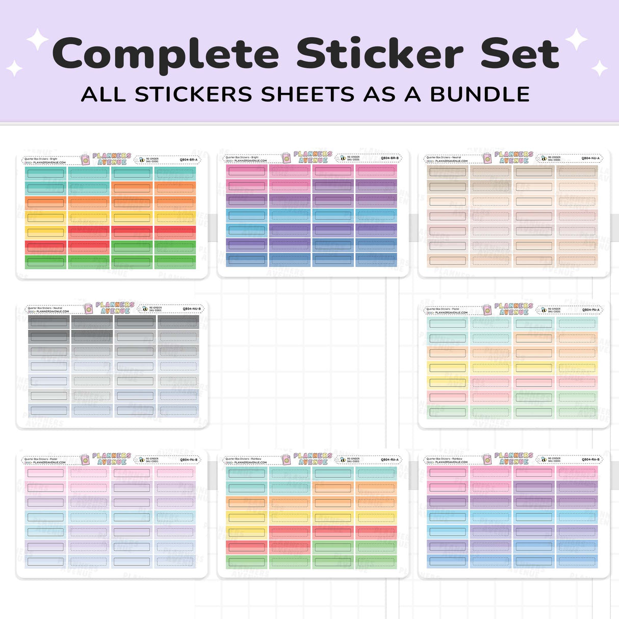 Quarter Box Colour Top Stickers