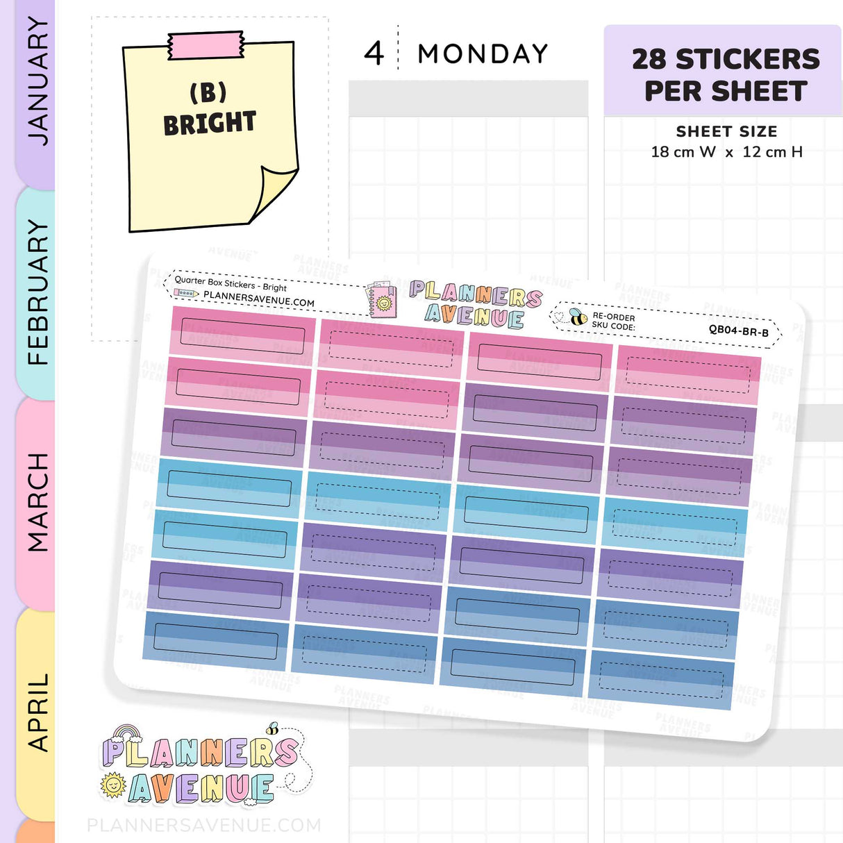 Quarter Box Colour Top Stickers