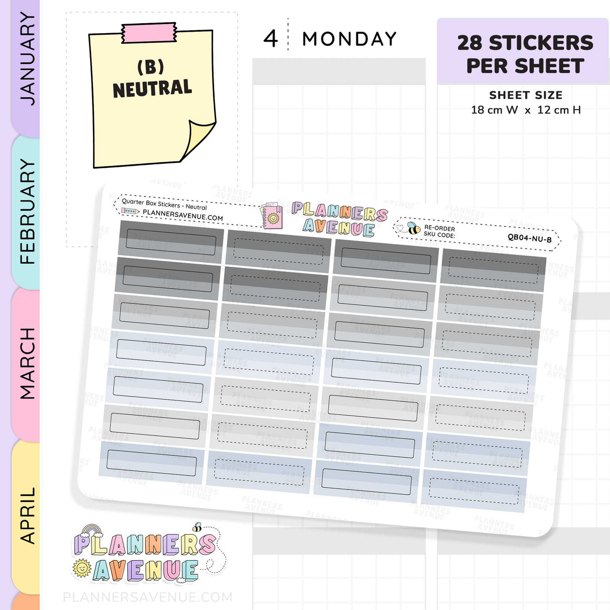 Quarter Box Colour Top Stickers