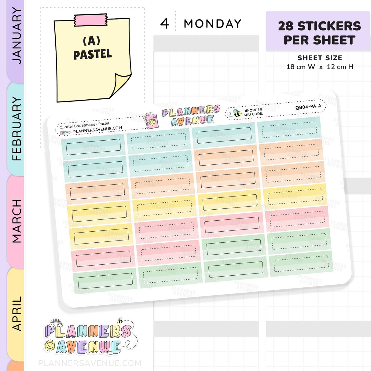 Quarter Box Colour Top Stickers