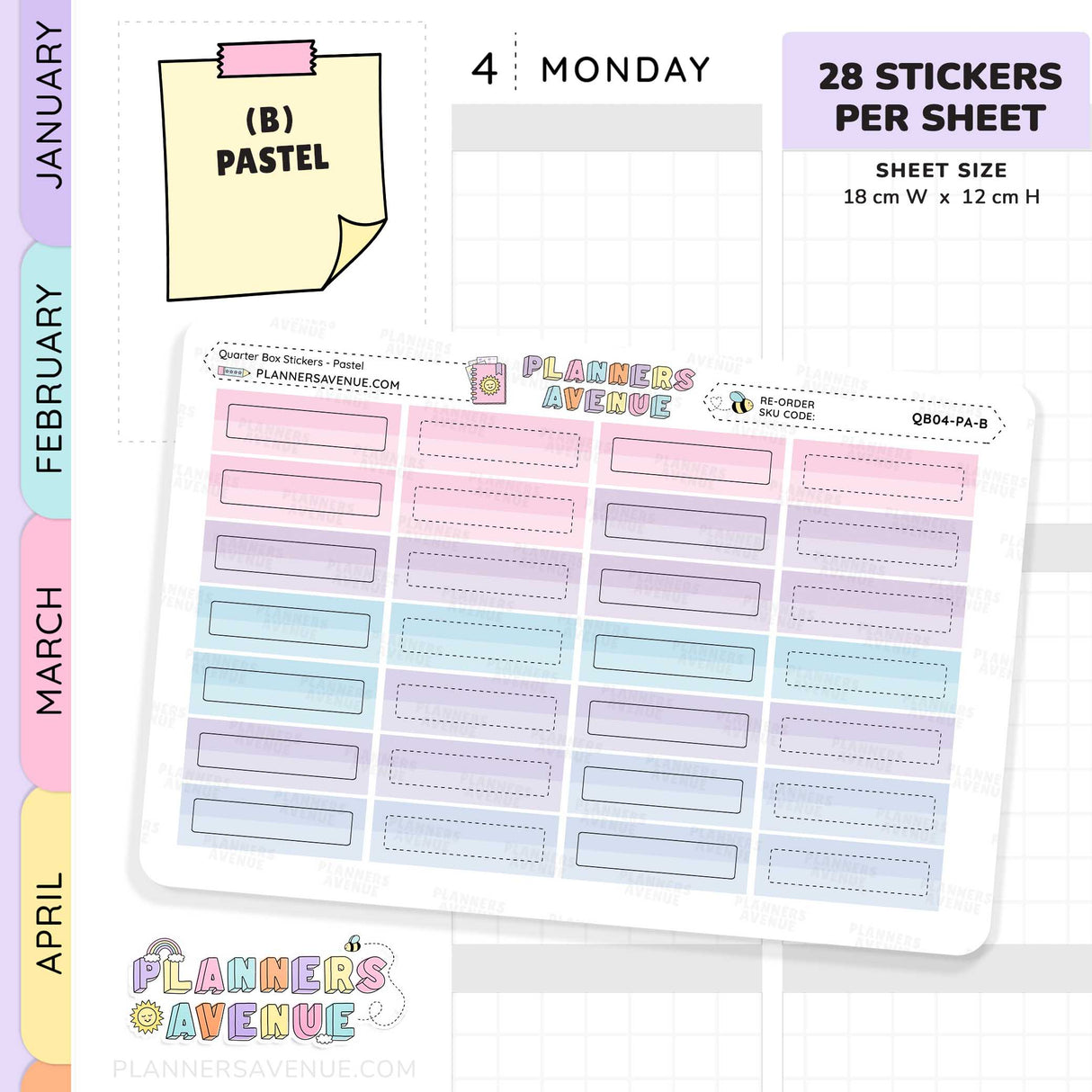 Quarter Box Colour Top Stickers