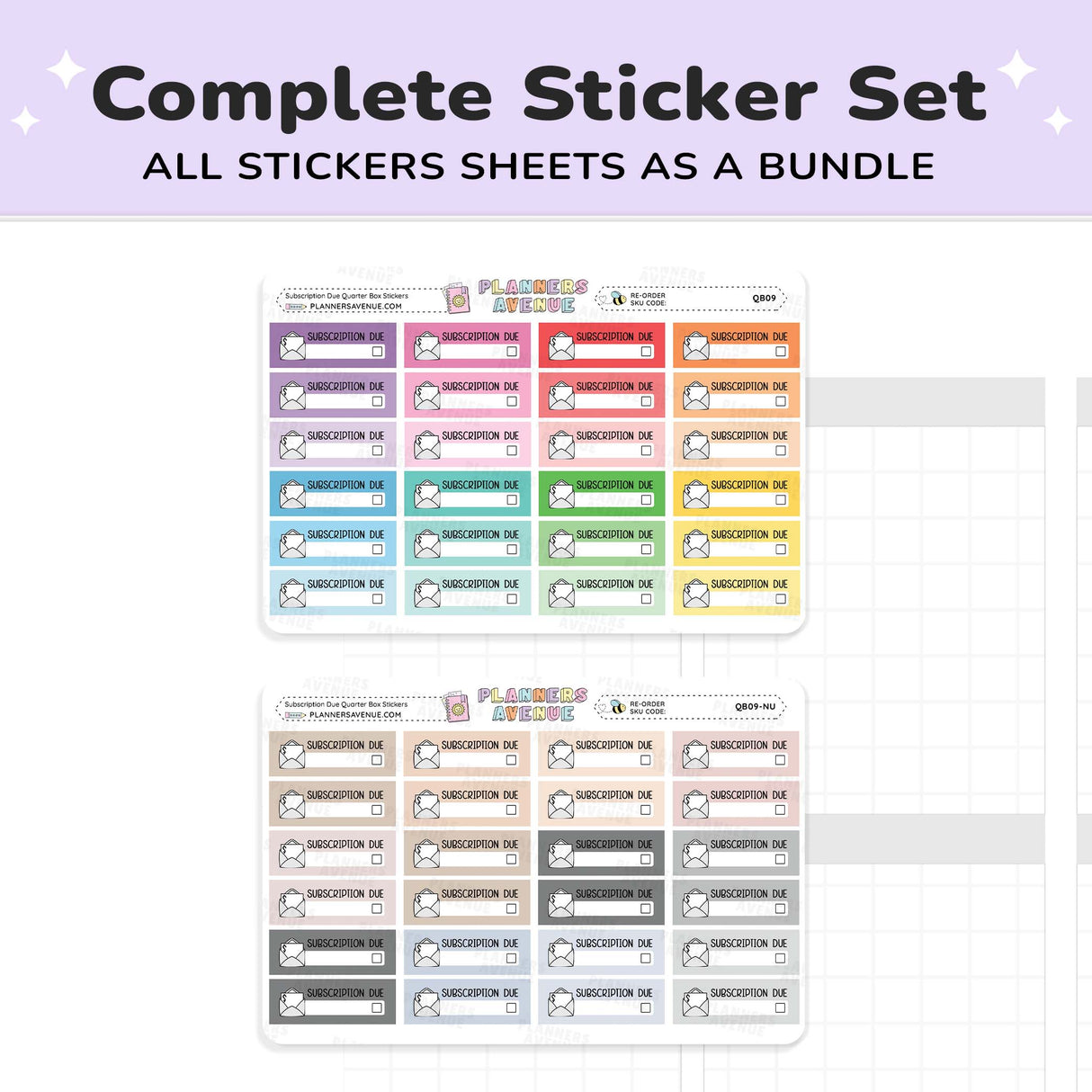Subscription Due Planner Stickers