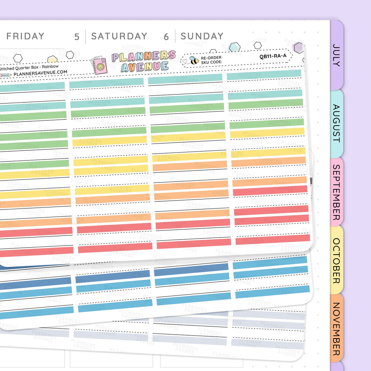 Stitched Quarter Box Planner Stickers