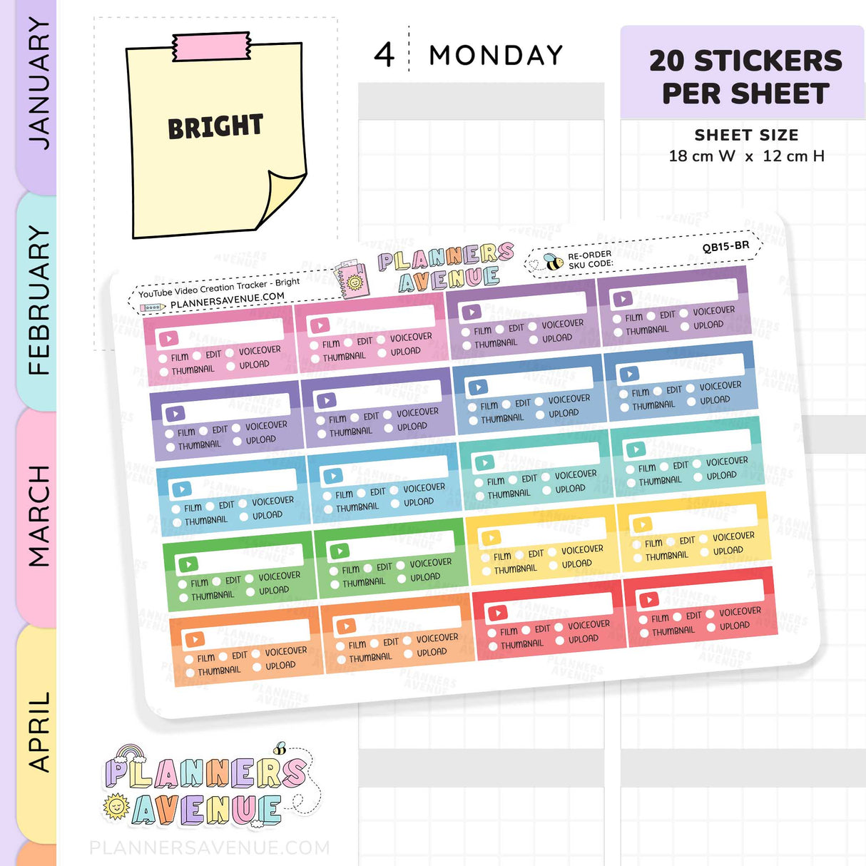 Video Creation Tracker Planner Stickers
