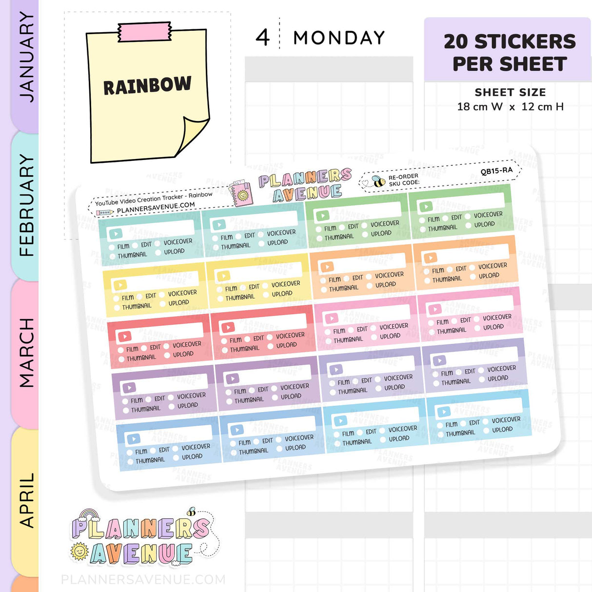 Video Creation Tracker Planner Stickers