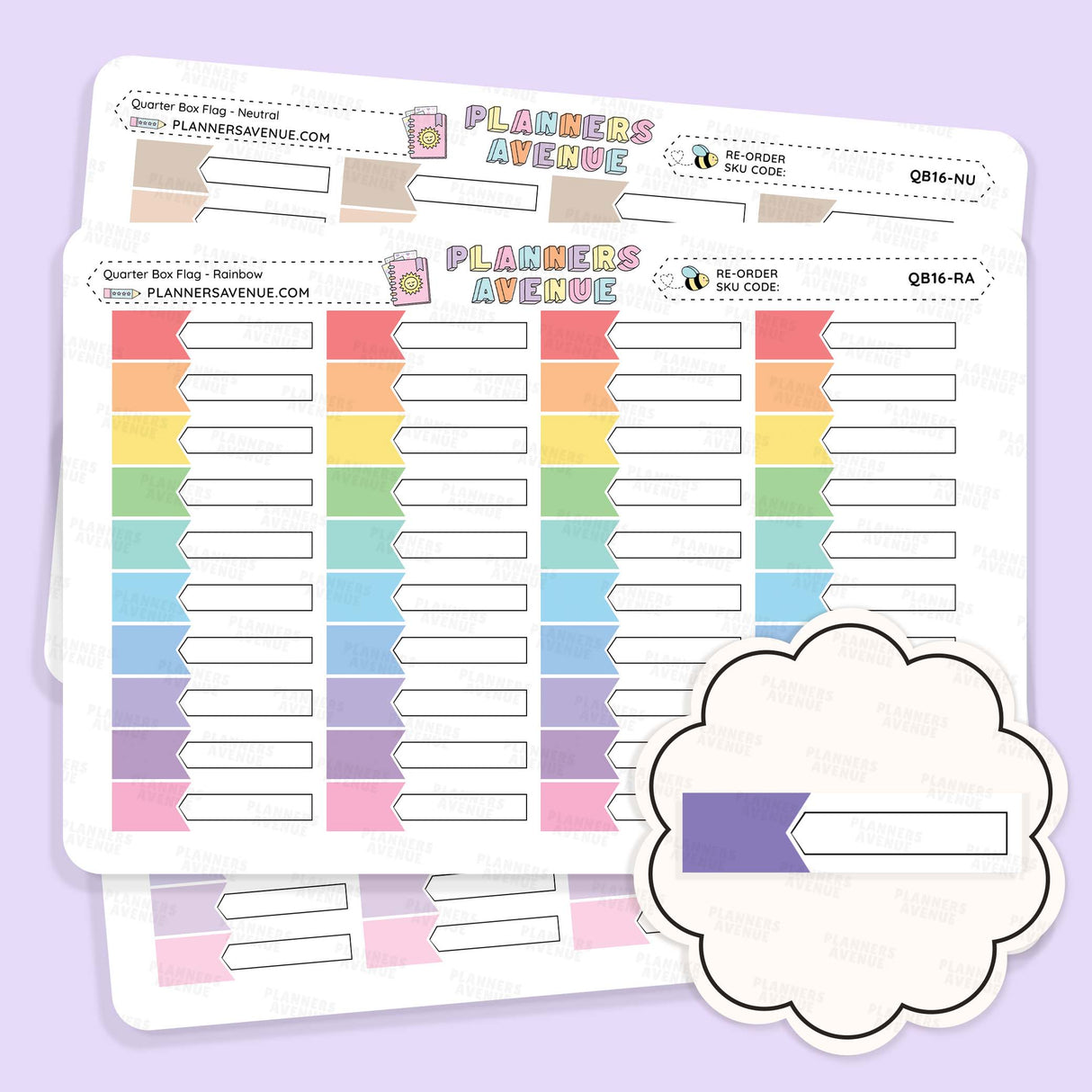 Quarter Box Flag Planner Stickers