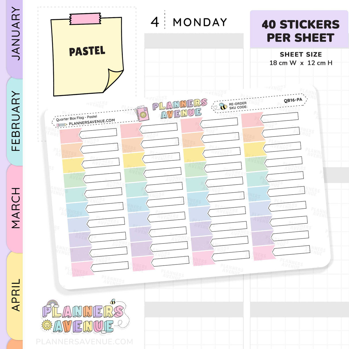 Quarter Box Flag Planner Stickers