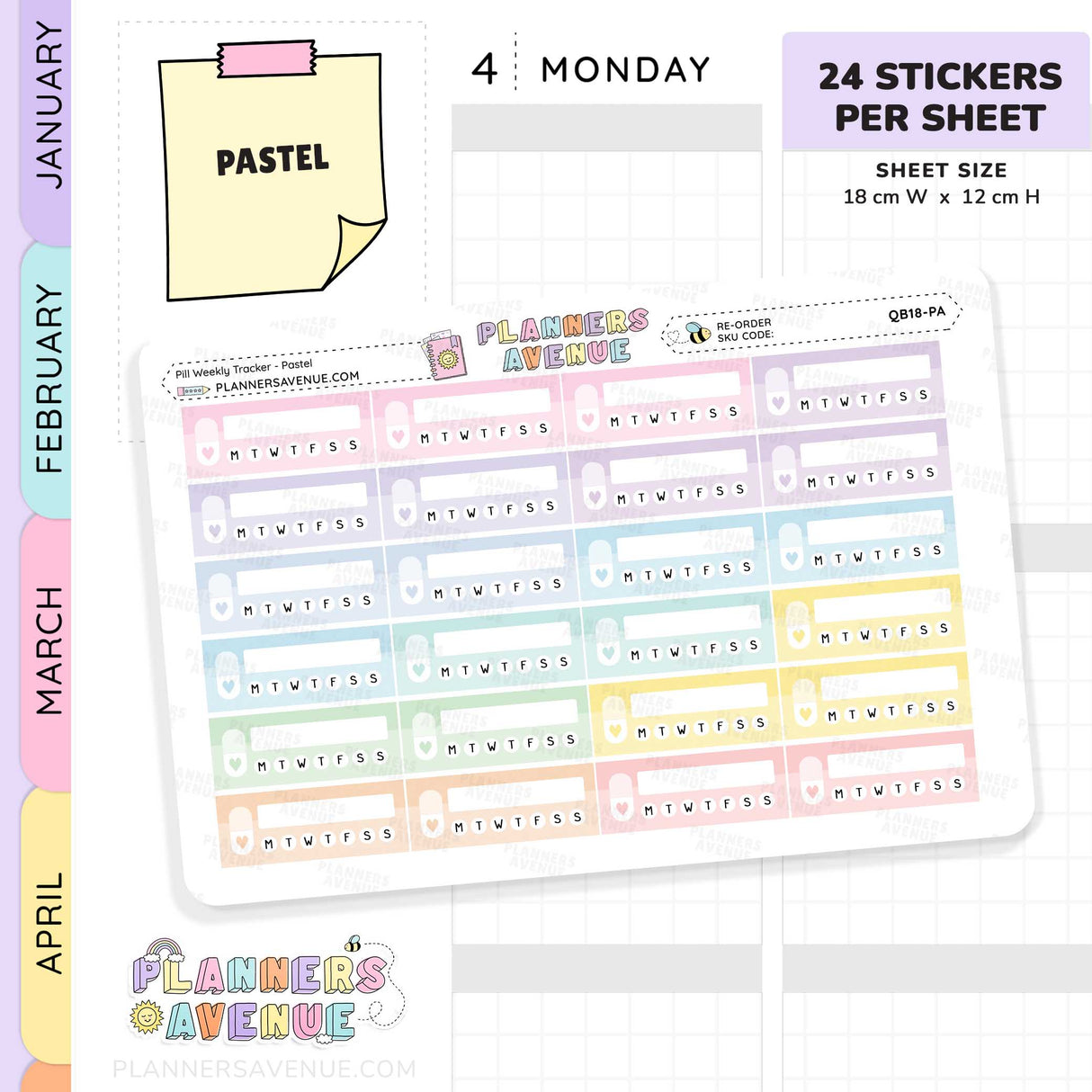 Pill Weekly Tracker Planner Stickers