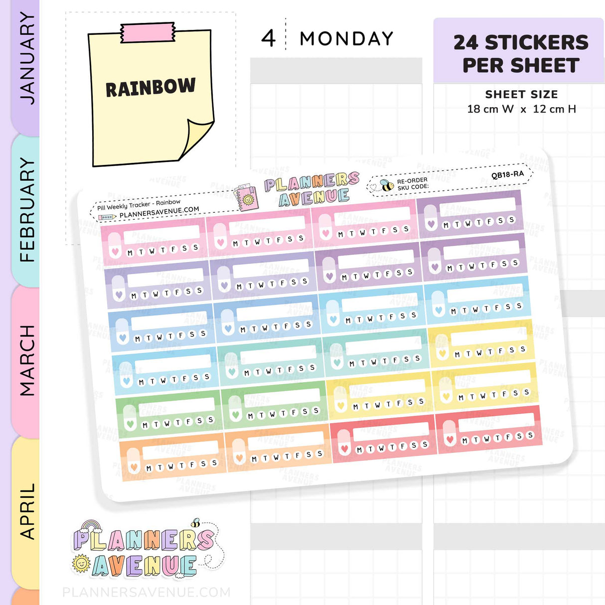 Pill Weekly Tracker Planner Stickers