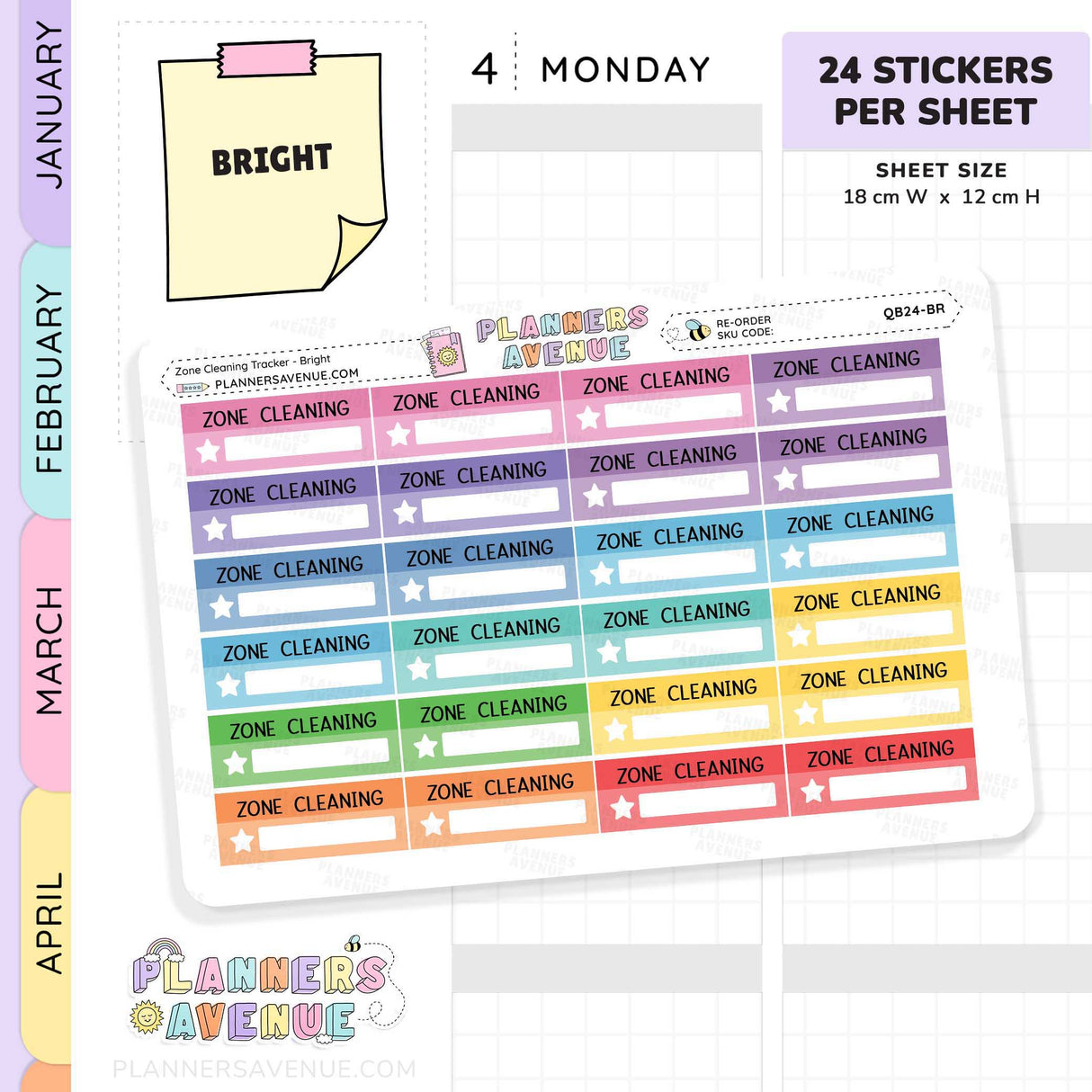 Zone Cleaning Box Planner Stickers