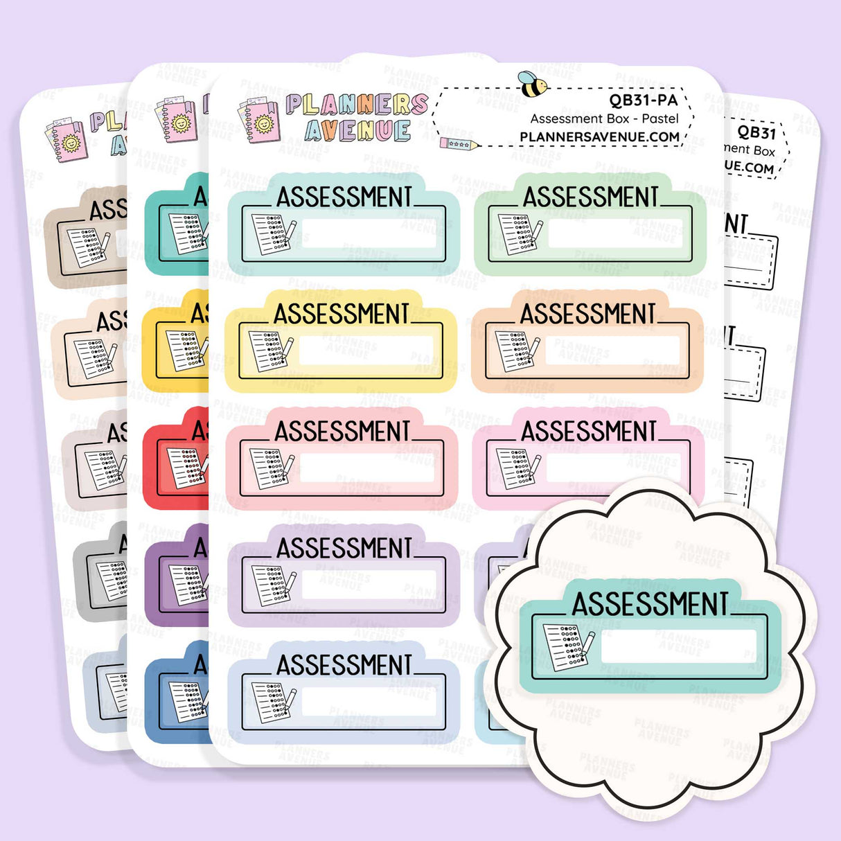 Assessment Script Box Planner Stickers