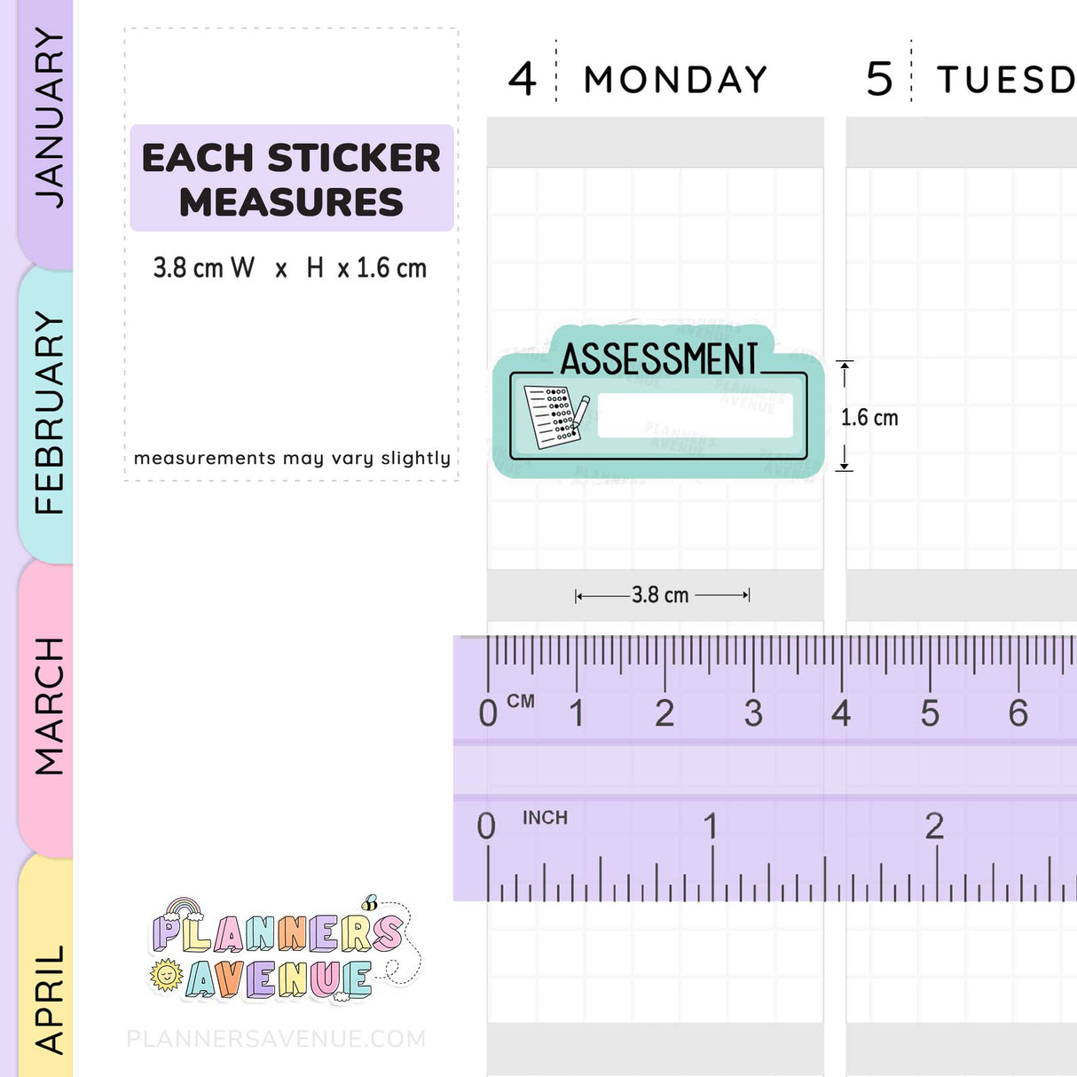Assessment Script Box Planner Stickers