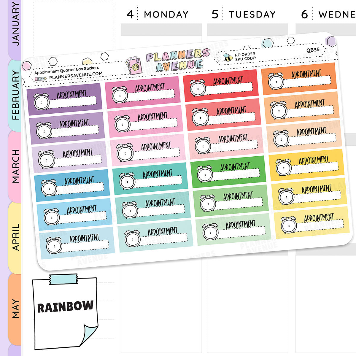 Appointment Quarter Box Stickers