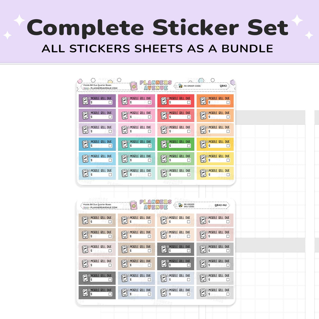Mobile Bill Due Quarter Box Stickers