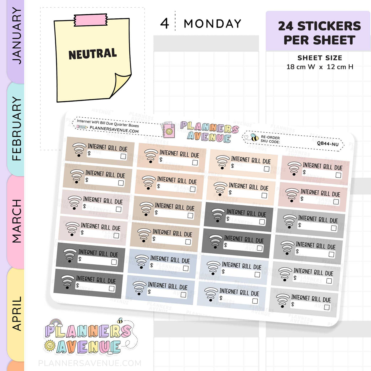 Internet WiFi Bill Due Quarter Box Stickers