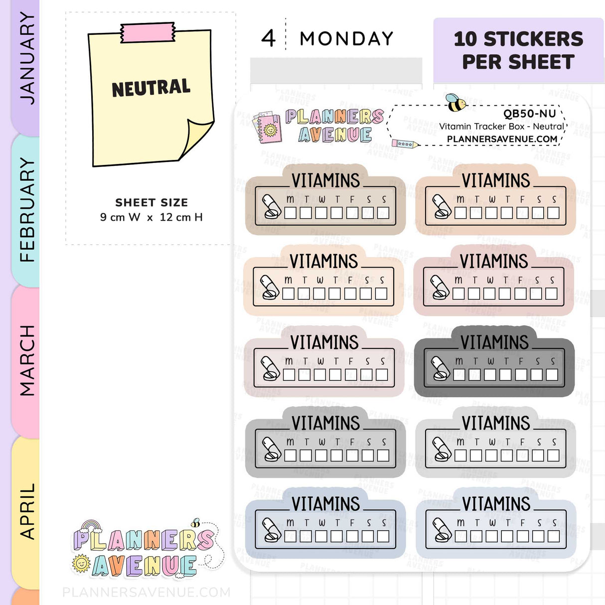 Vitamin Tracker Planner Stickers