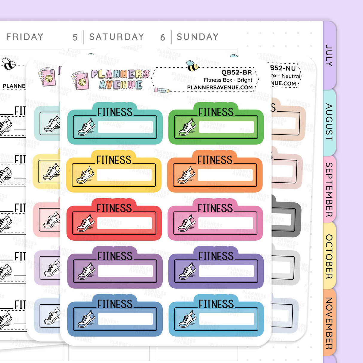 Fitness Script Box Planner Stickers