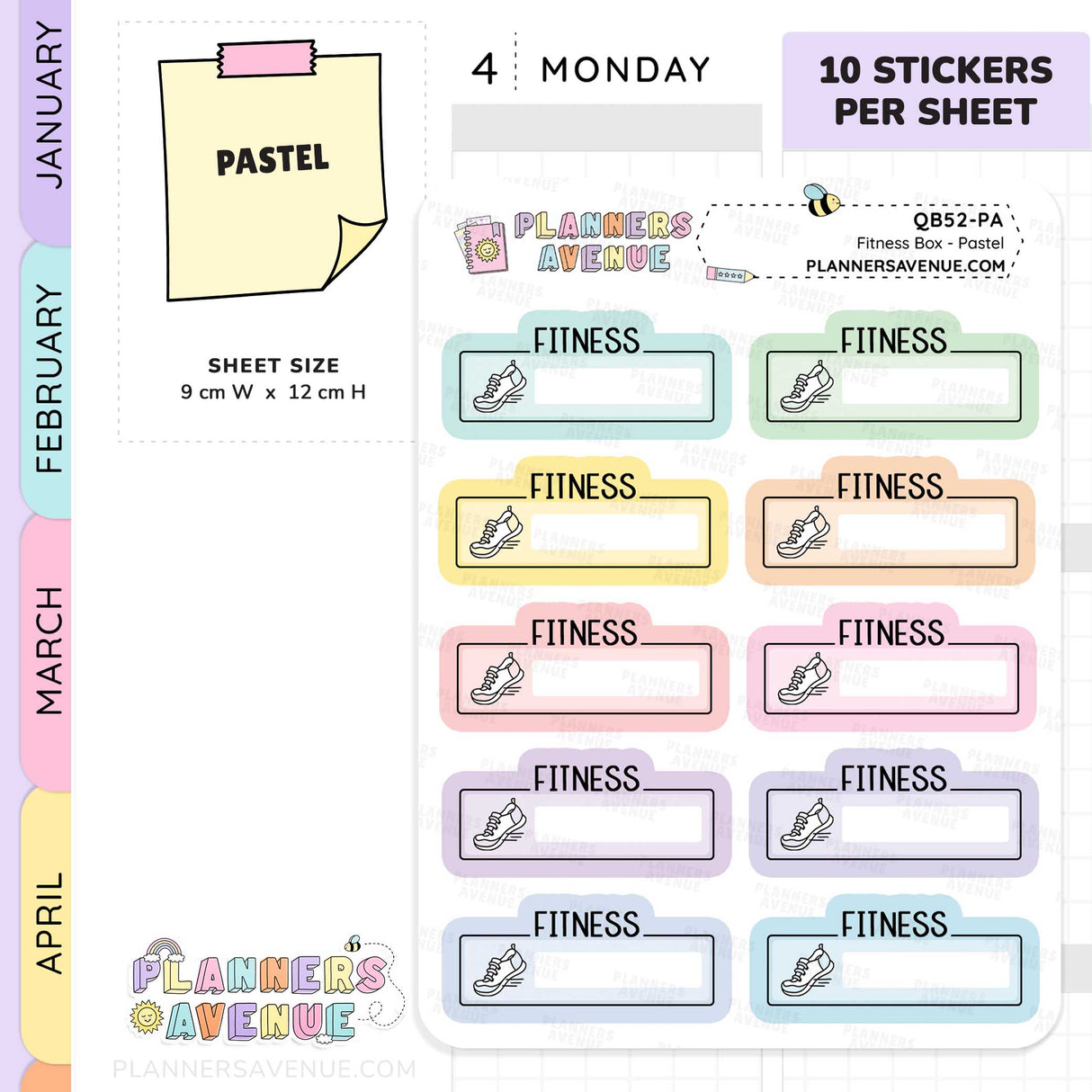 Fitness Script Box Planner Stickers