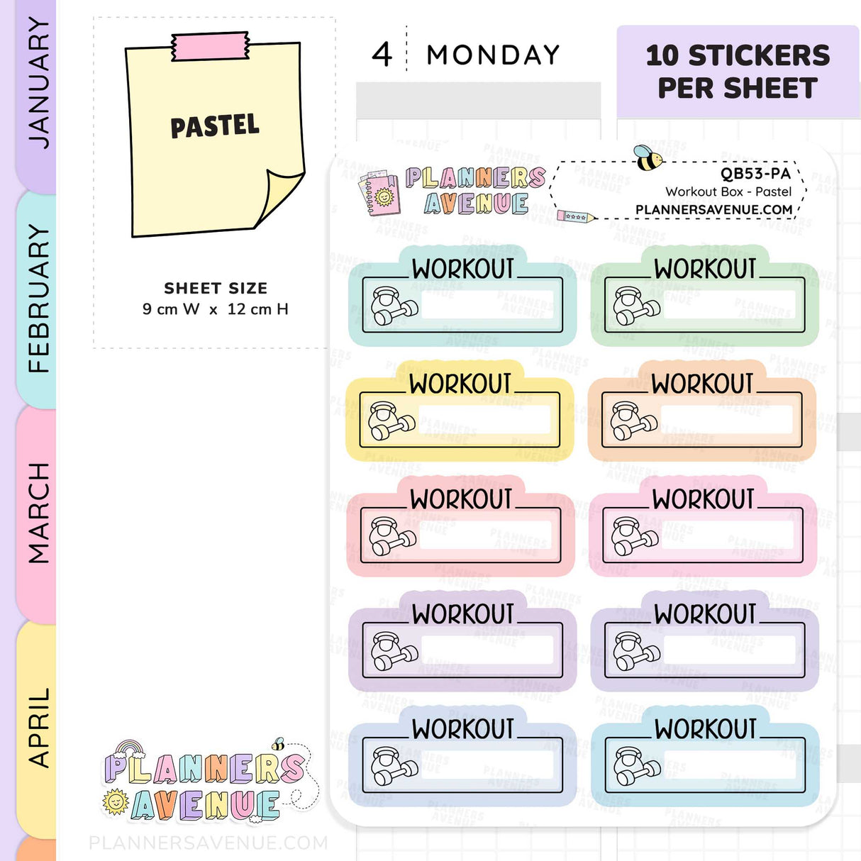 Workout Script Box Planner Stickers