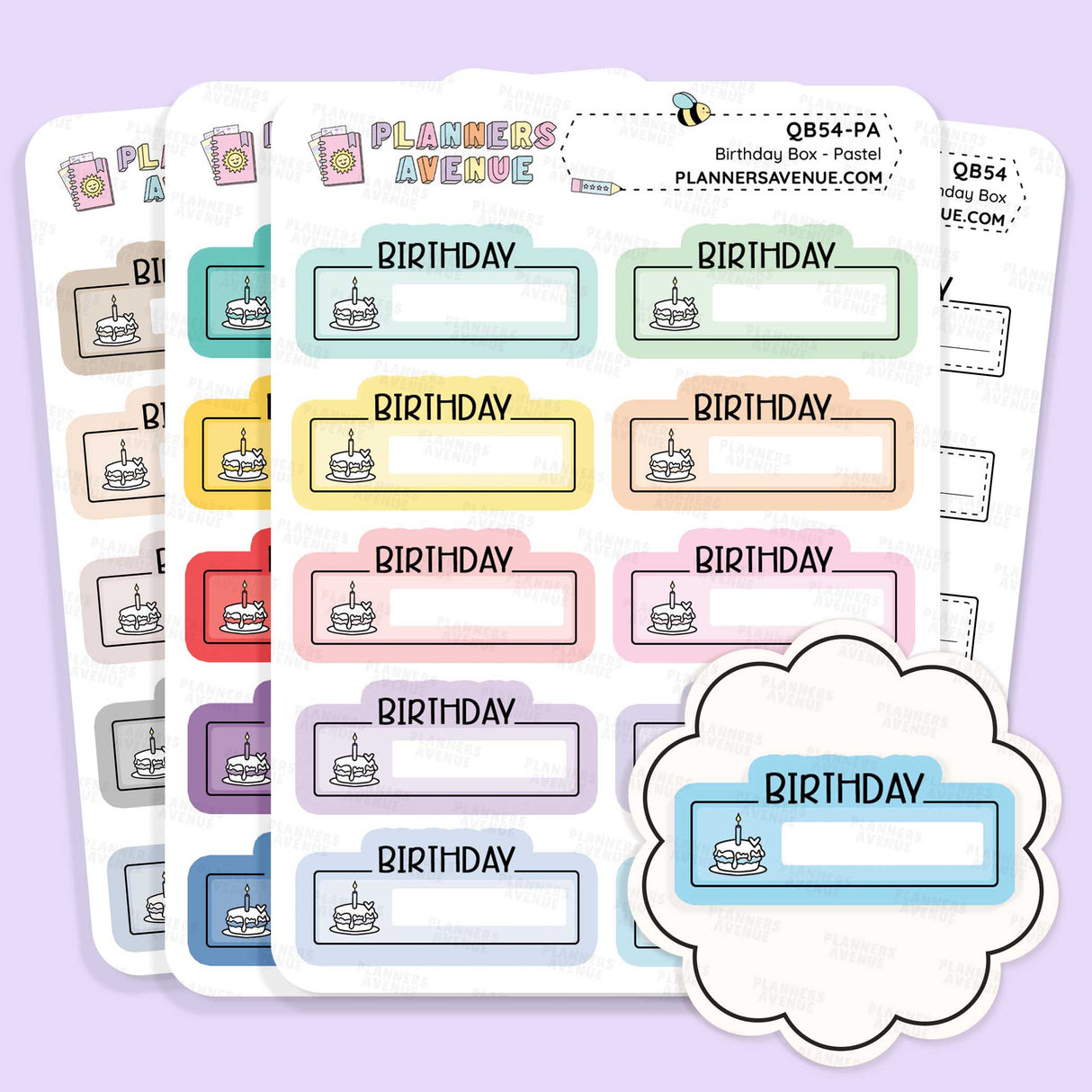 Birthday Script Box Planner Stickers