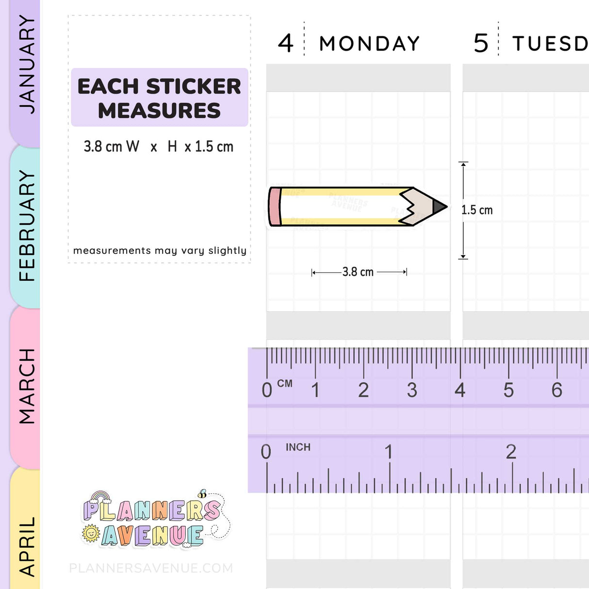 School Pencil Quarter Box Stickers