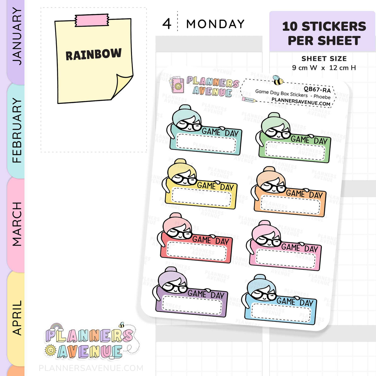 Game Day Quarter Box Stickers
