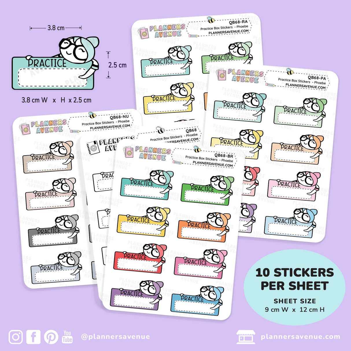 Practice Quarter Box Stickers