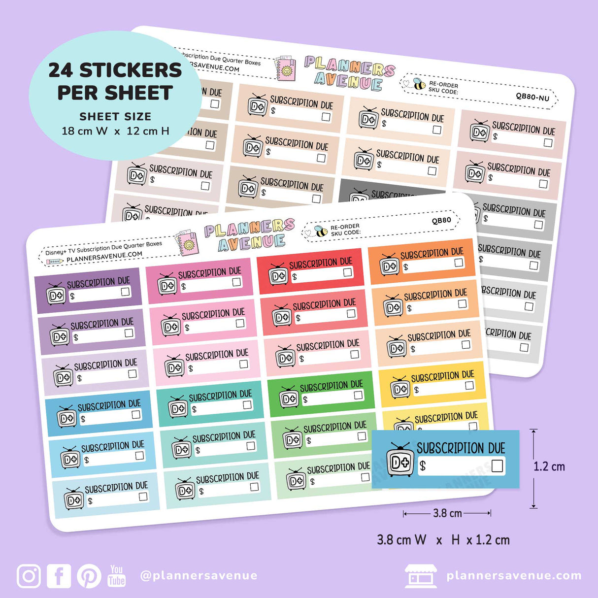 Disney Plus Bill Due Quarter Box Stickers