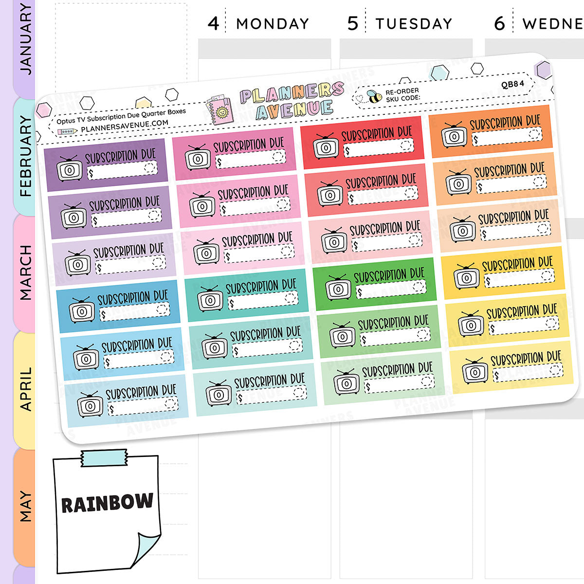 Optus Bill Due Quarter Box Stickers