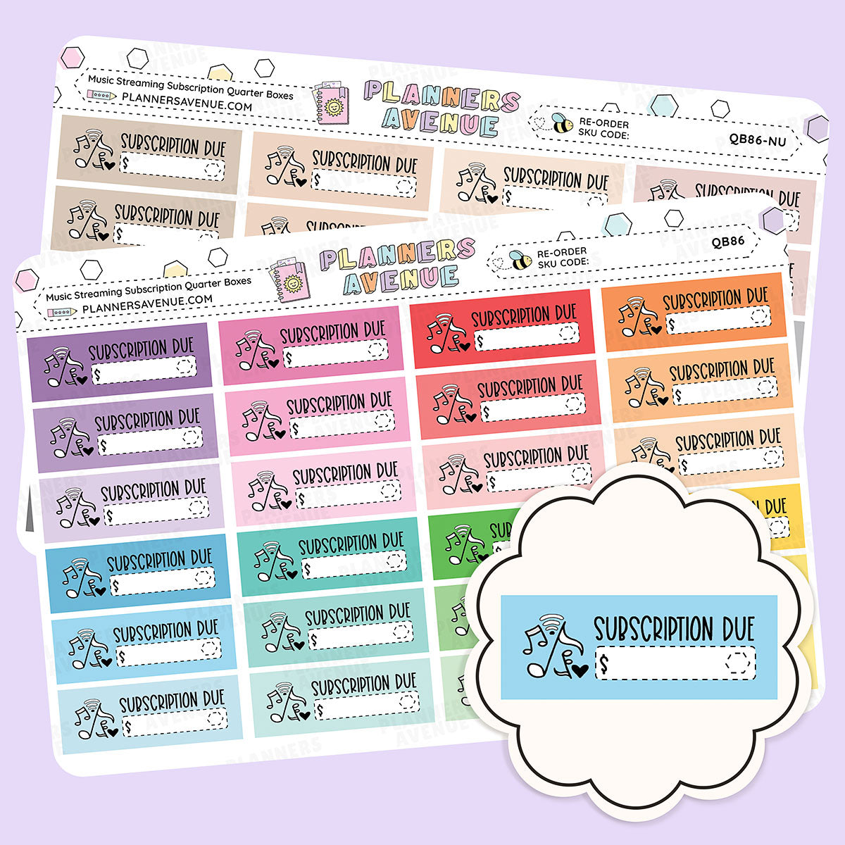 Music Streaming Bill Due Quarter Box Stickers