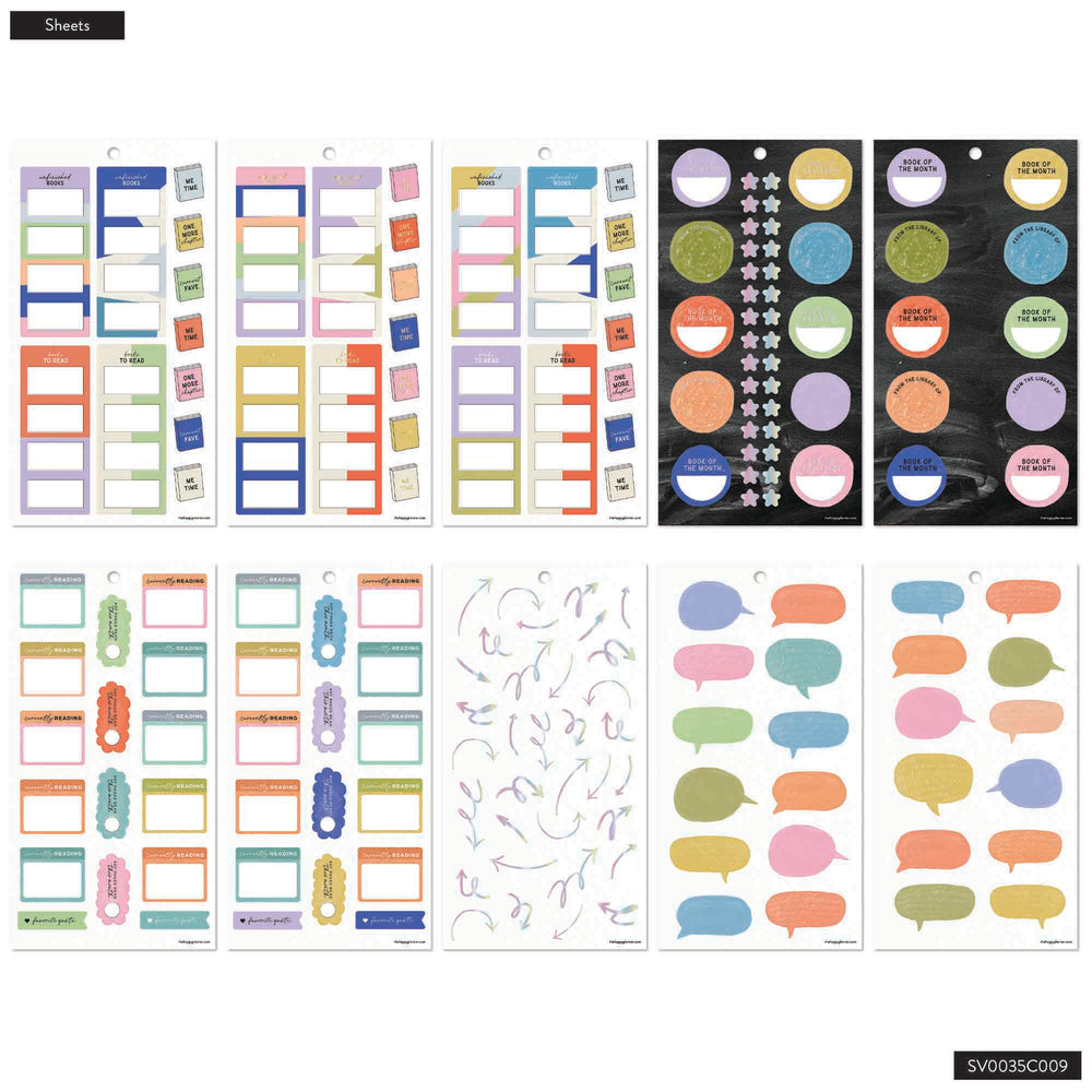 Collection of colorful planner stickers on a white background