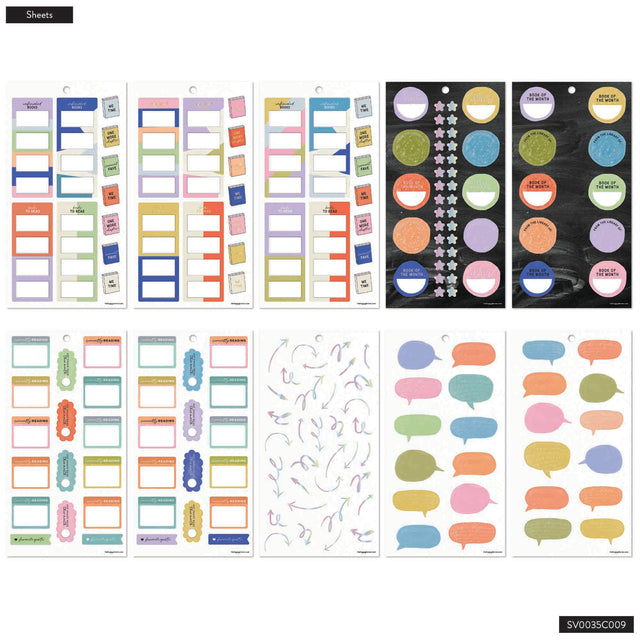 Collection of colorful planner stickers on a white background