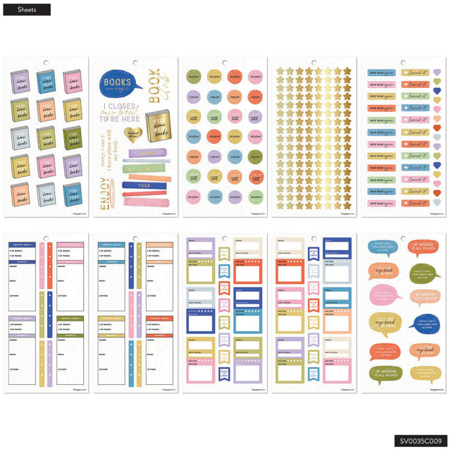 Collection of colourful planner stickers on a white background