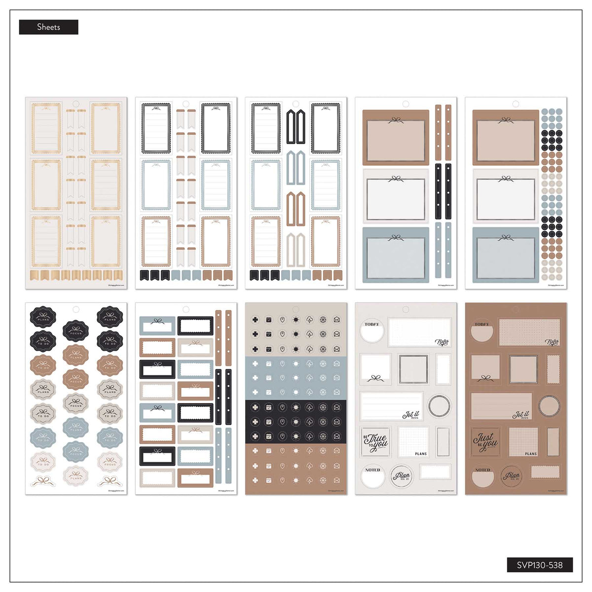 Haven & Heart sticker sheets with boxes, labels, icons and tabs