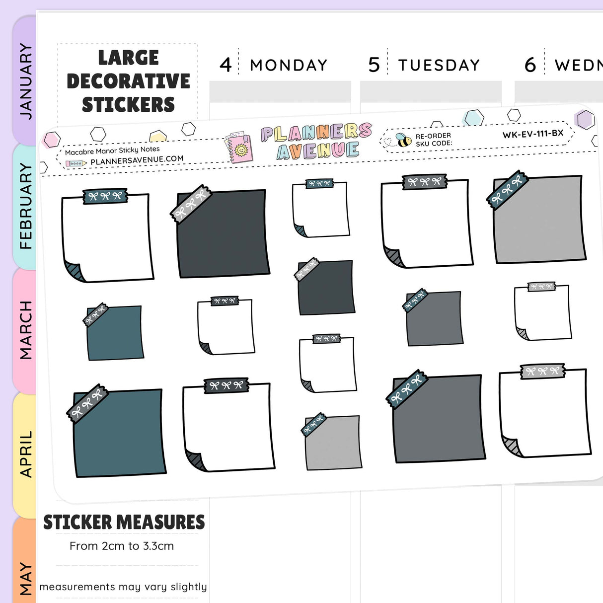 Macabre Manor Sticky Notes Planner Stickers