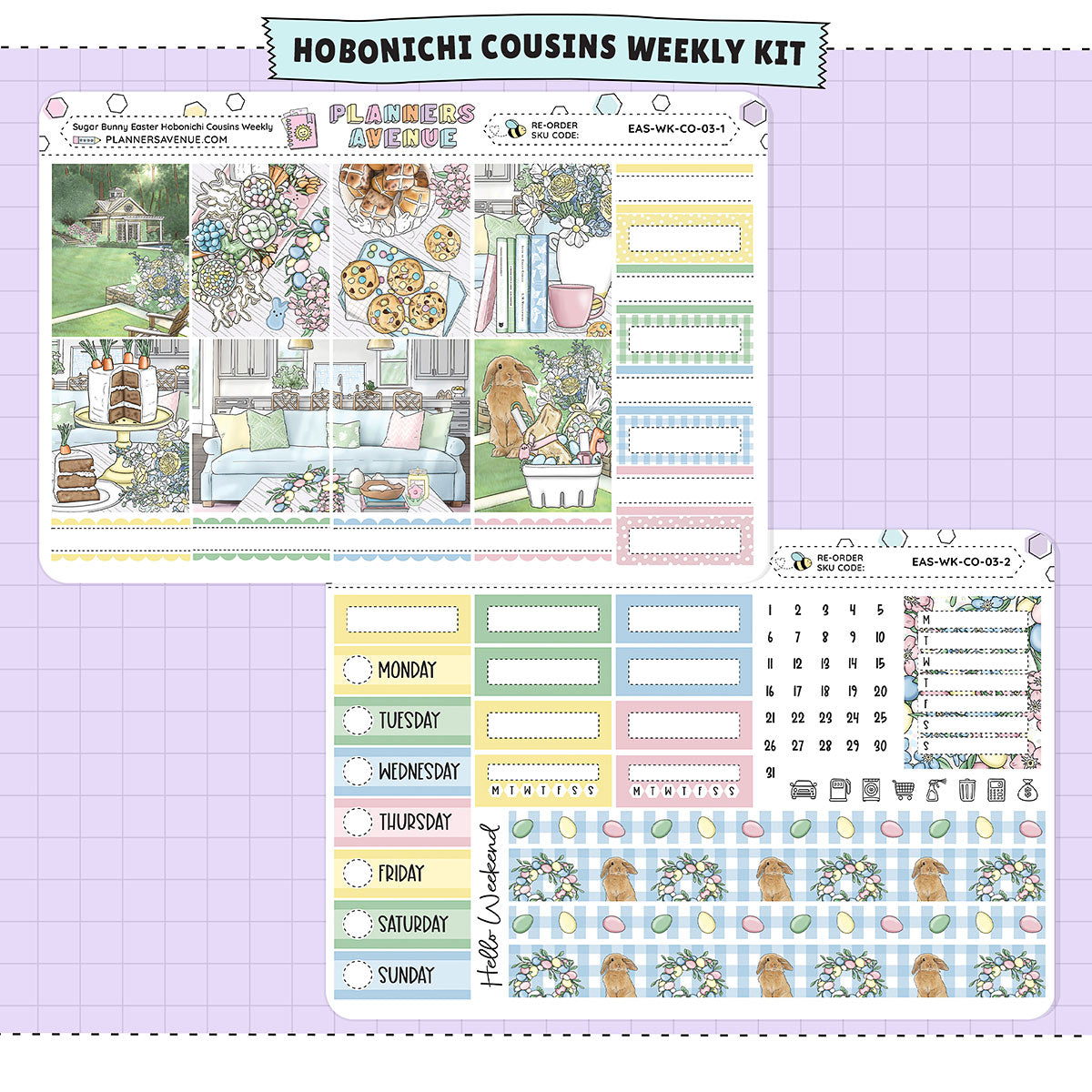 Sugar Bunny Hobonichi Cousins Weekly Sticker Foiled Kit (HOLO SILVER FOIL)