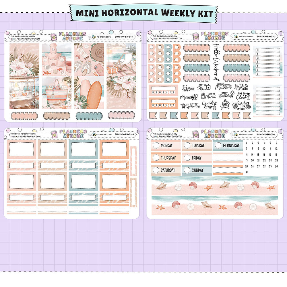 Pink Sands Horizontal Weekly Sticker Foiled Kit (HOLO GOLD FOIL)