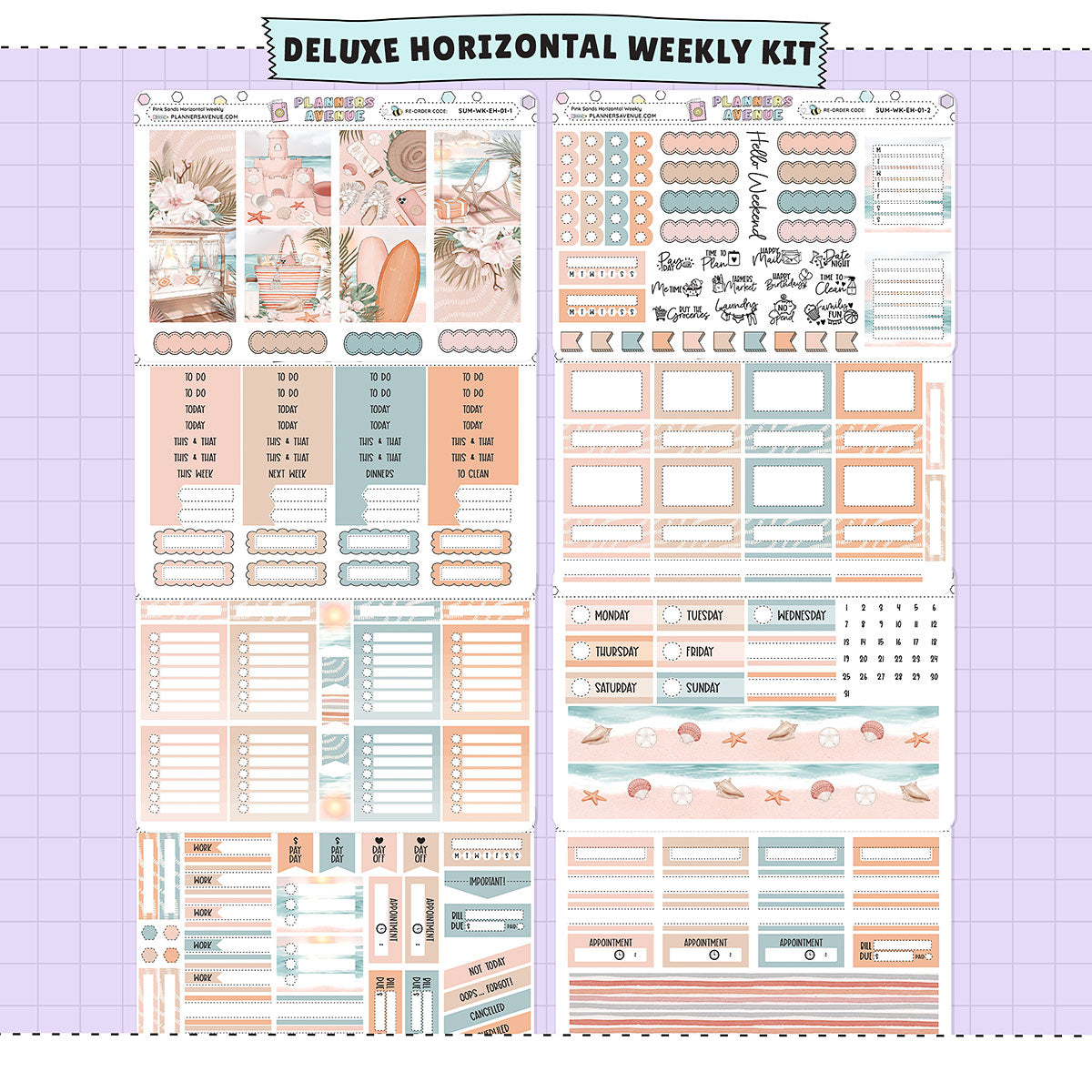 Pink Sands Horizontal Weekly Sticker Foiled Kit (HOLO GOLD FOIL)