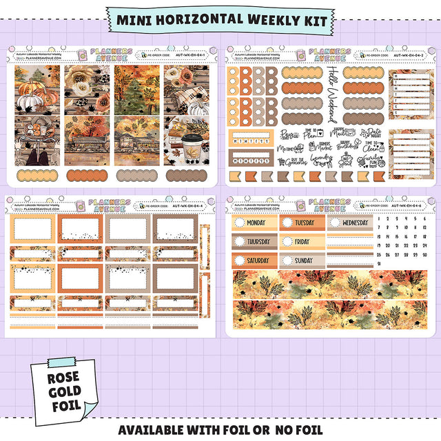 Autumn Lake Horizontal Weekly Sticker Foiled Kit (ROSE GOLD FOIL)