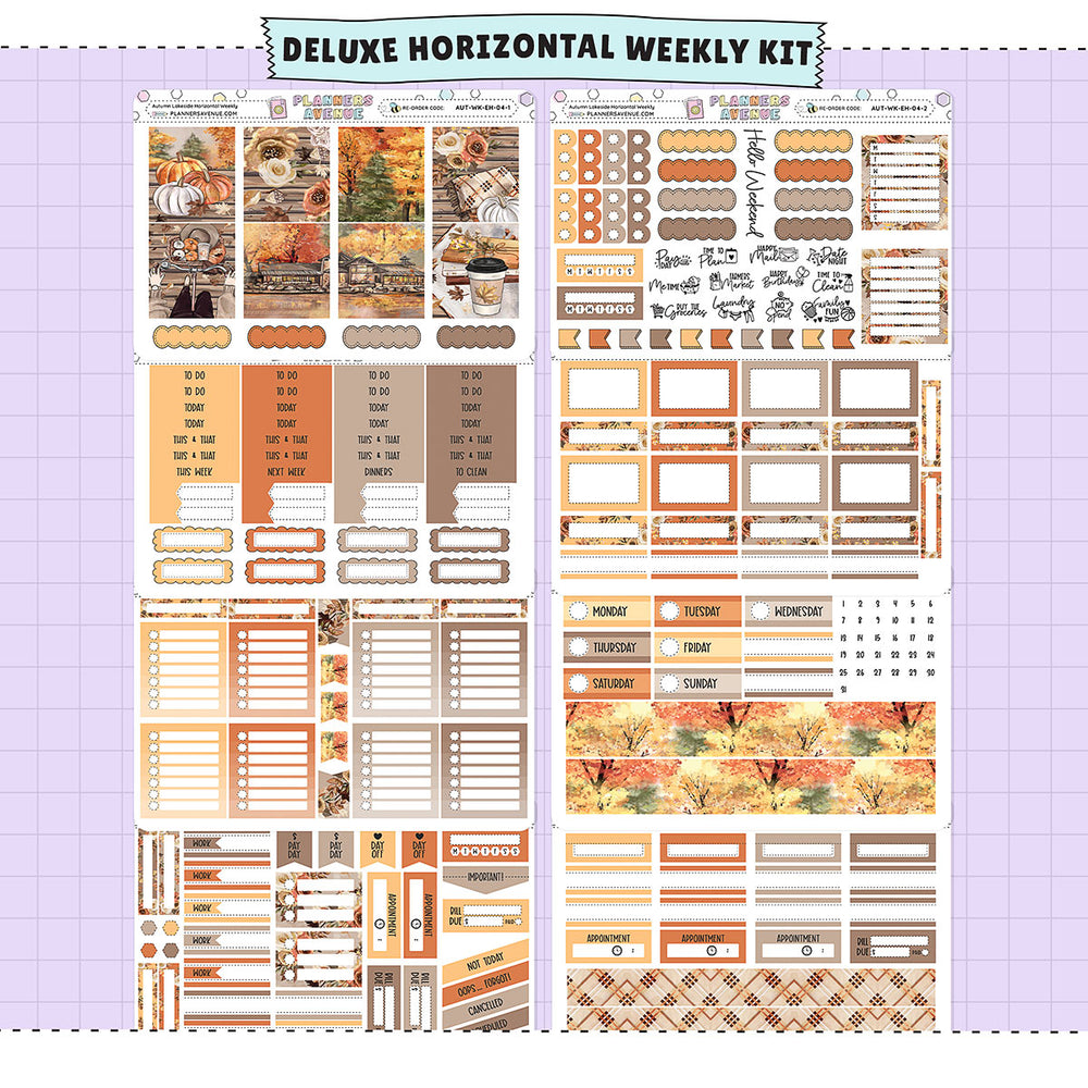 Autumn Lake Horizontal Weekly Sticker Foiled Kit (ROSE GOLD FOIL)