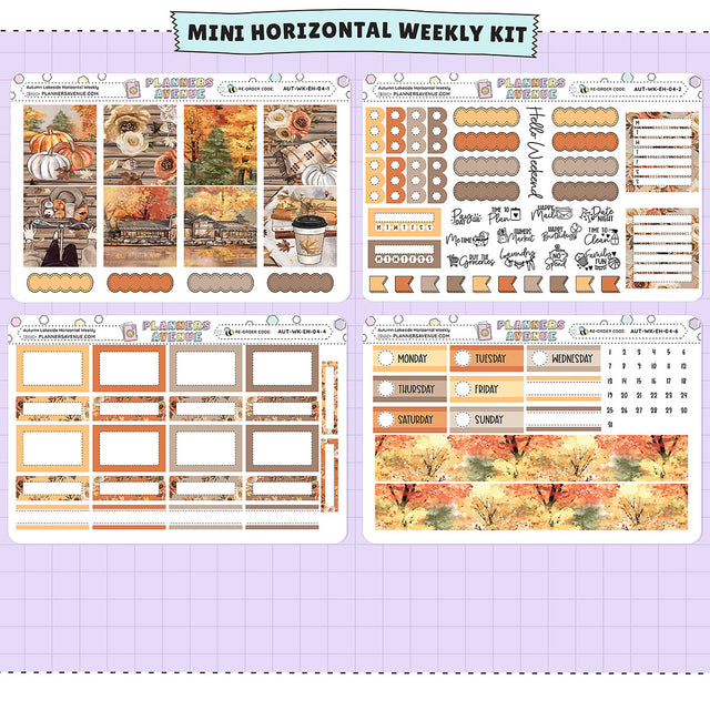 Autumn Lake Horizontal Weekly Sticker Foiled Kit (ROSE GOLD FOIL)