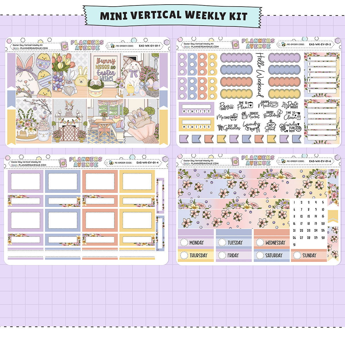 Easter Day Vertical Weekly Sticker Foiled Kit (GOLD FOIL)