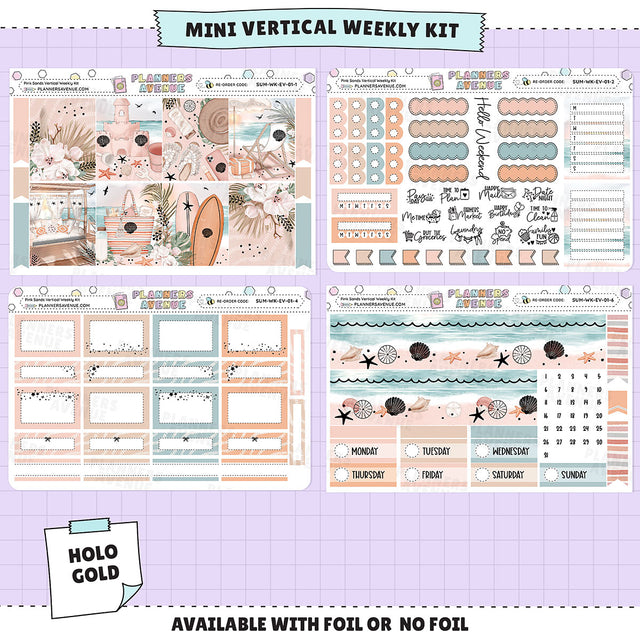Pink Sands Mini Vertical Weekly Sticker Foiled Kit