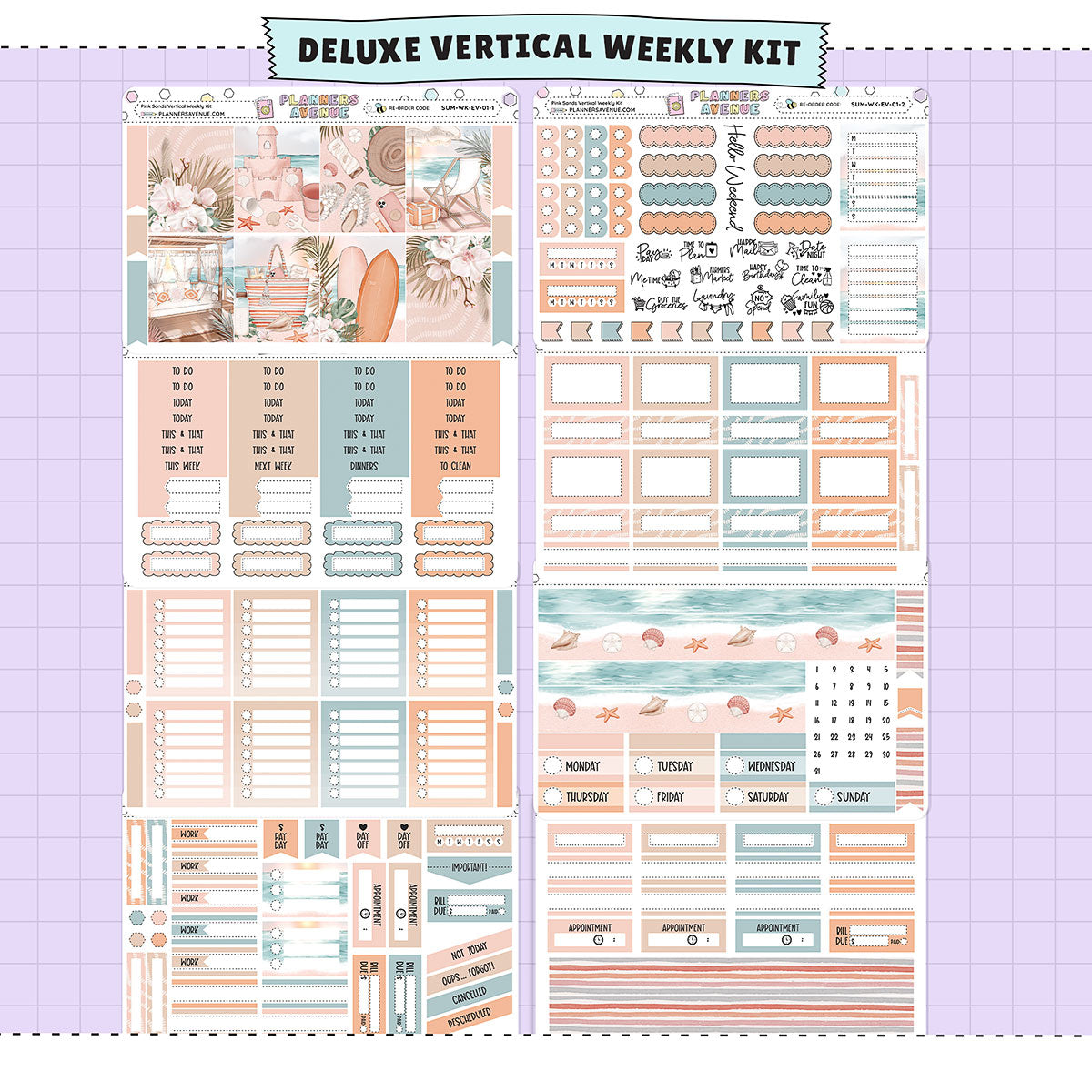 Pink Sands Vertical Weekly Sticker Kit