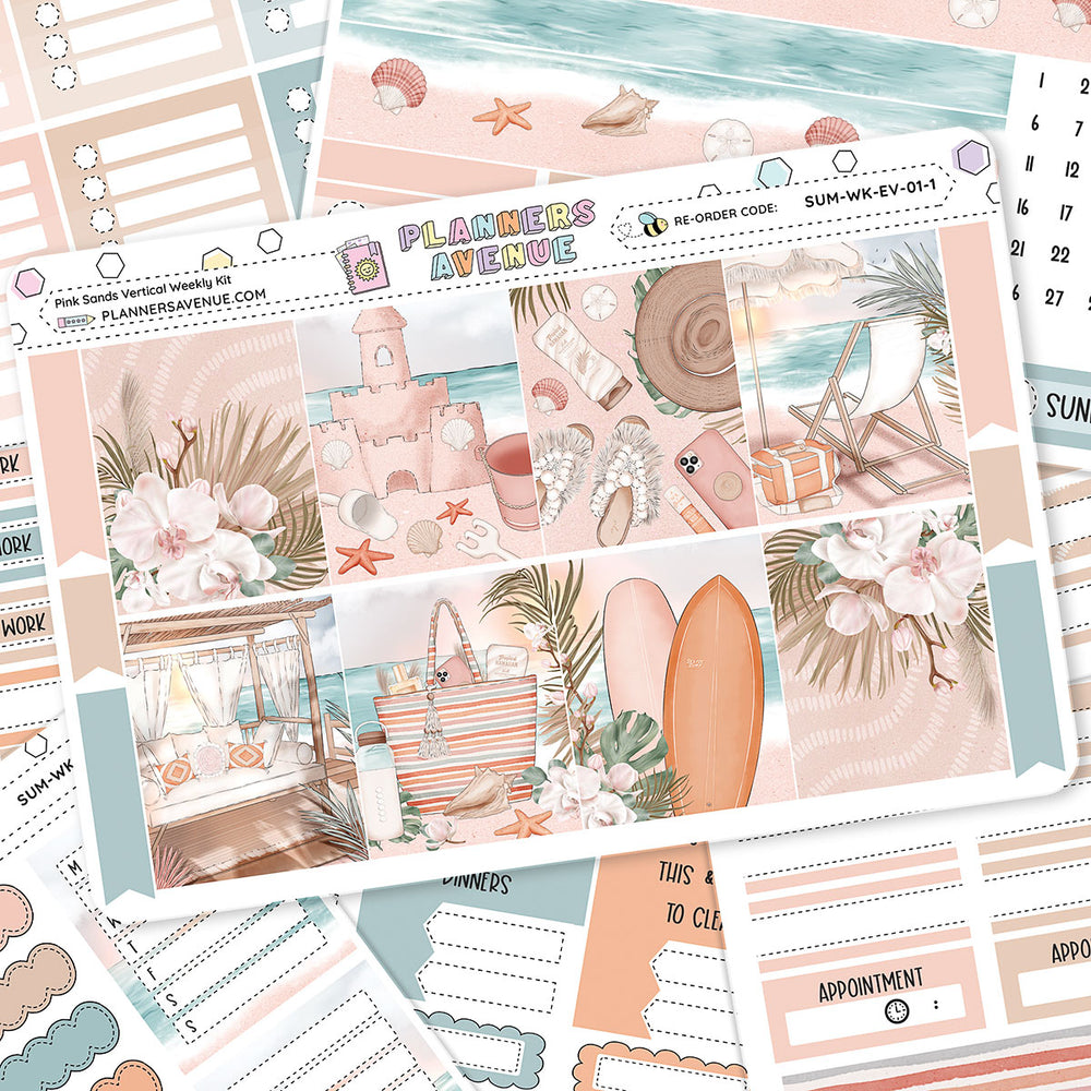 Pink Sands Vertical Weekly Sticker Foiled Kit (HOLO GOLD FOIL)