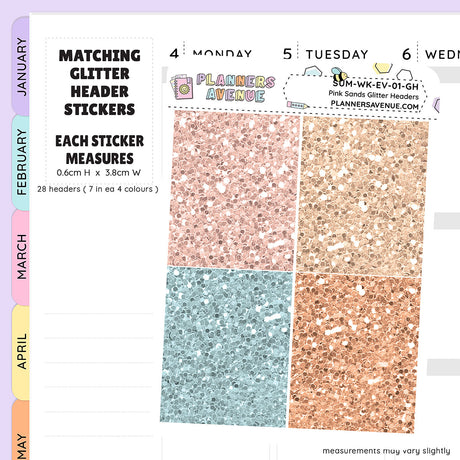 Pink Sands Header Planner Stickers