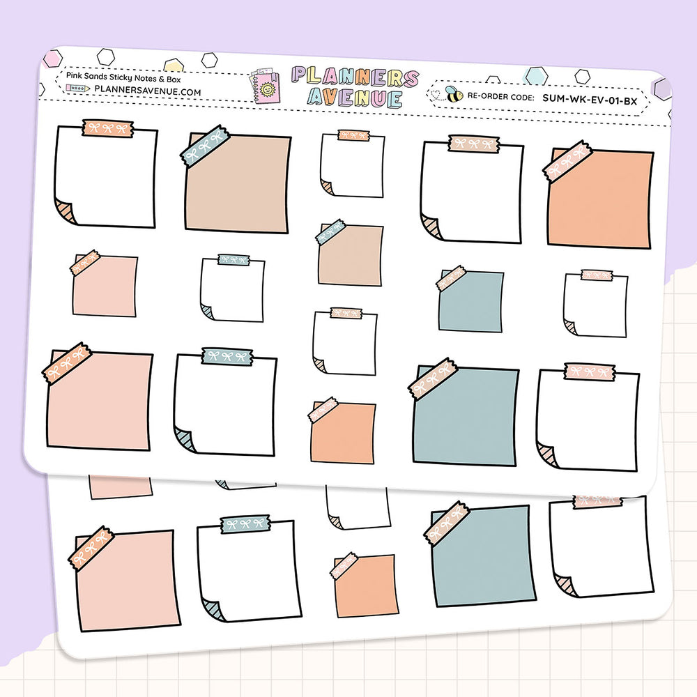 Pink Sands Sticky Notes Planner Stickers