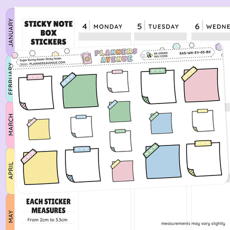 Sugar Bunny Sticky Notes Planner Stickers
